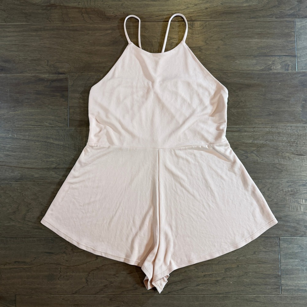 Fabletics Peach Pink Strappy Back Halter Romper XL Activewear Loungewear‎